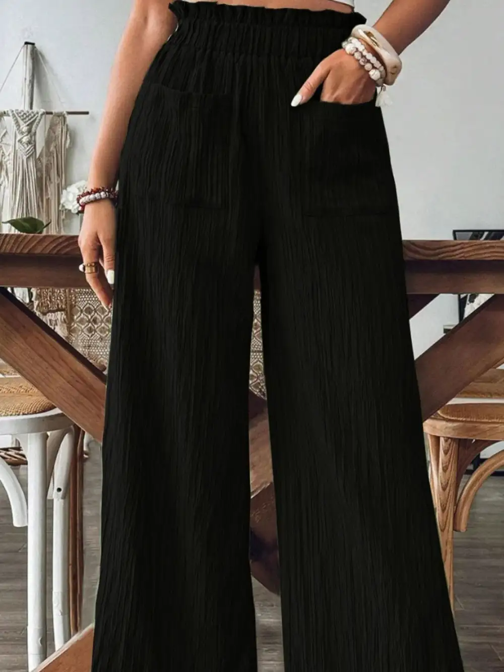Relaxed Frill Wide Leg Pants