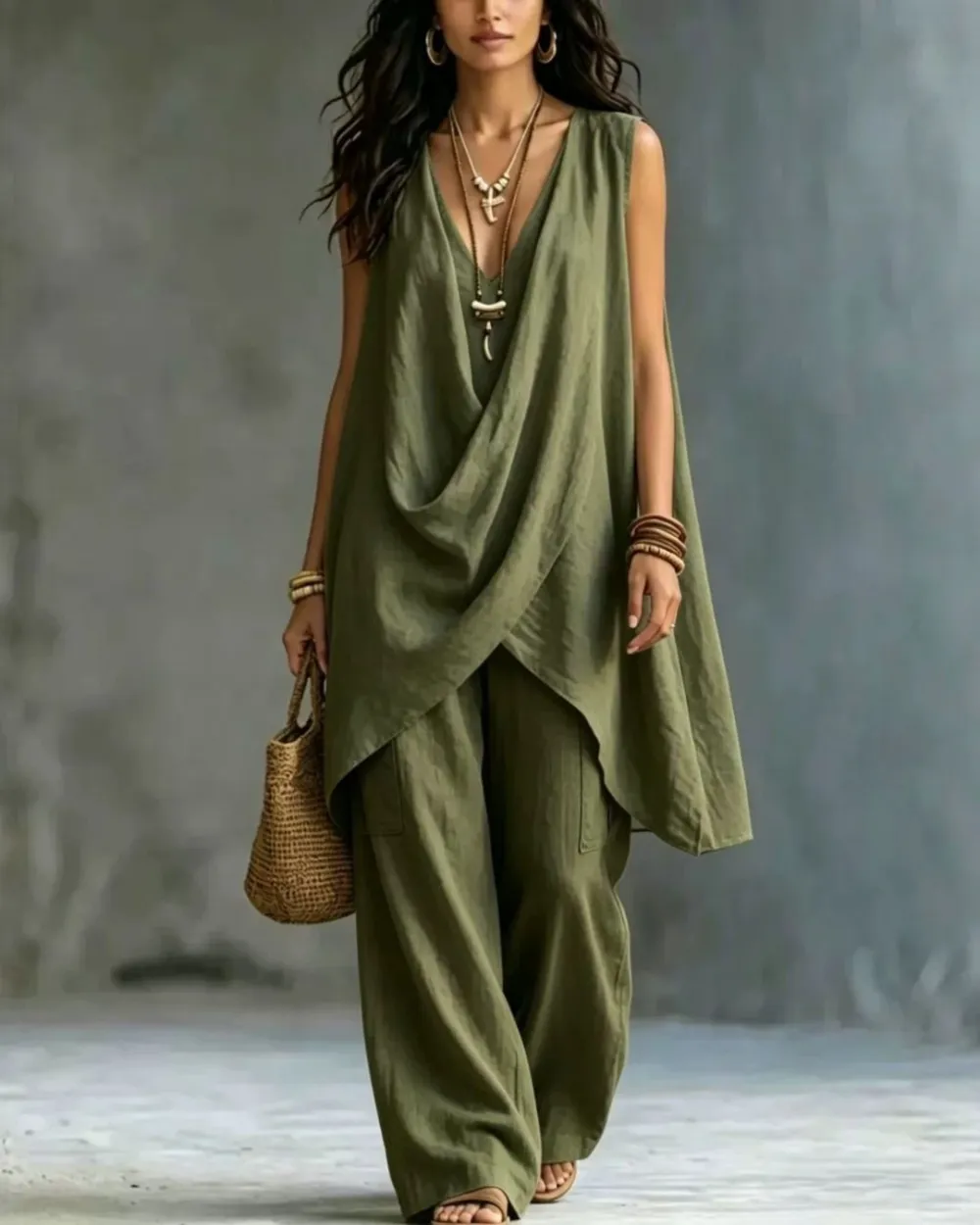 Boho Draped Two-Piece Set
