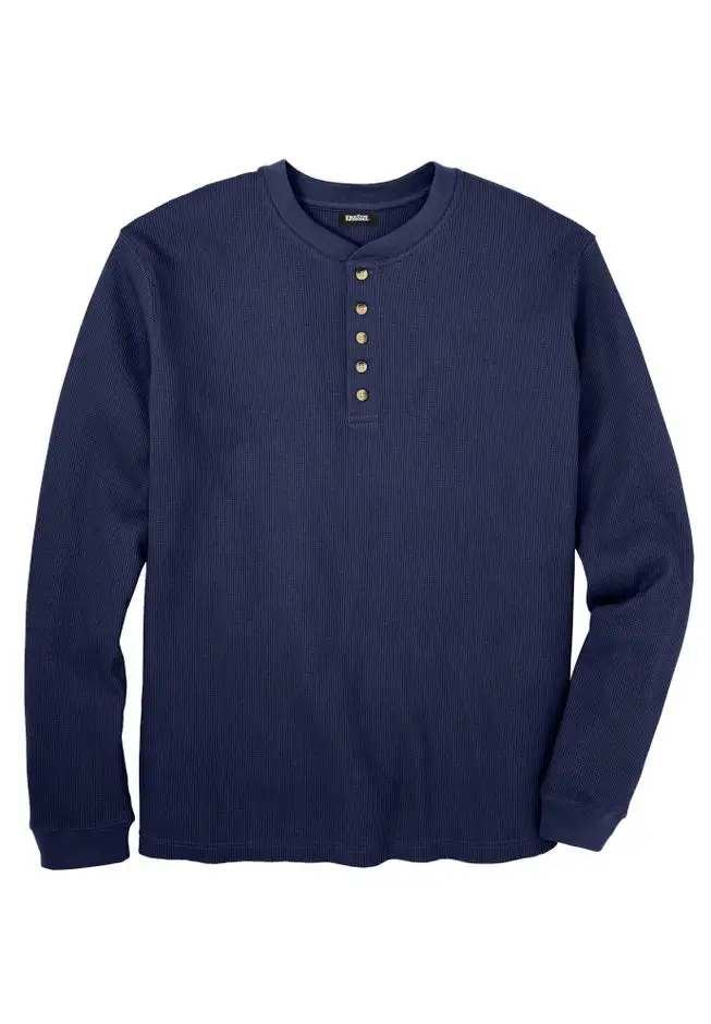 Waffle-Knit Thermal Henley Tee