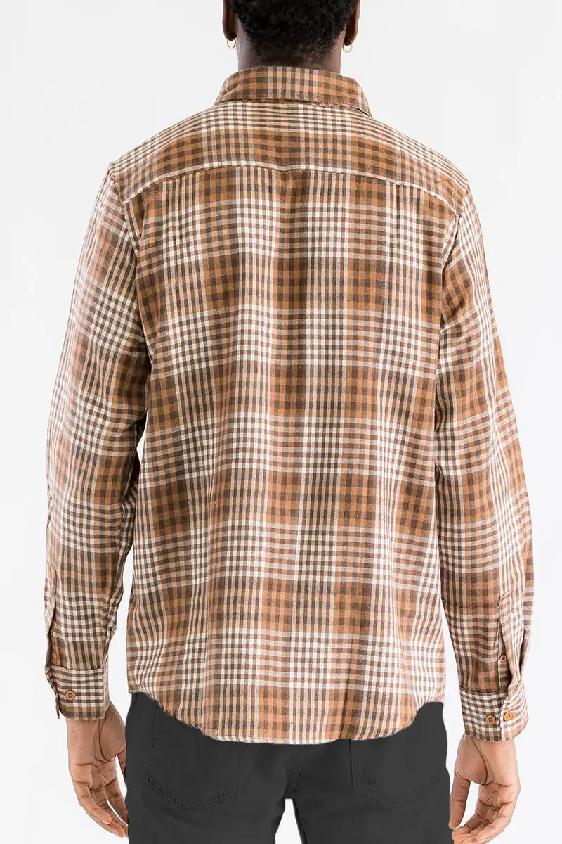 Burgundy White Brushed Flannel Shirt