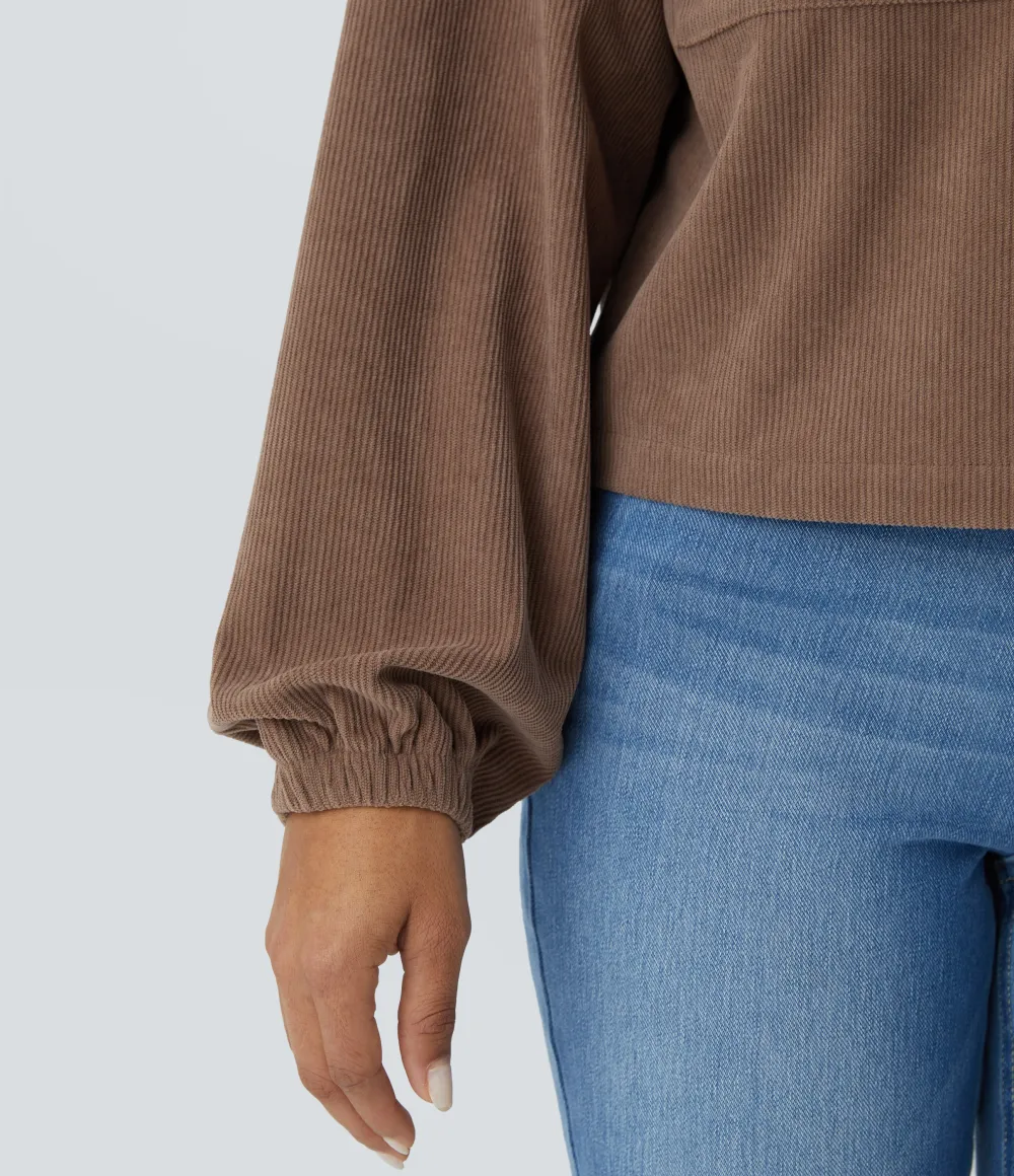 Long Sleeve Pocket Casual Corduroy Jacket