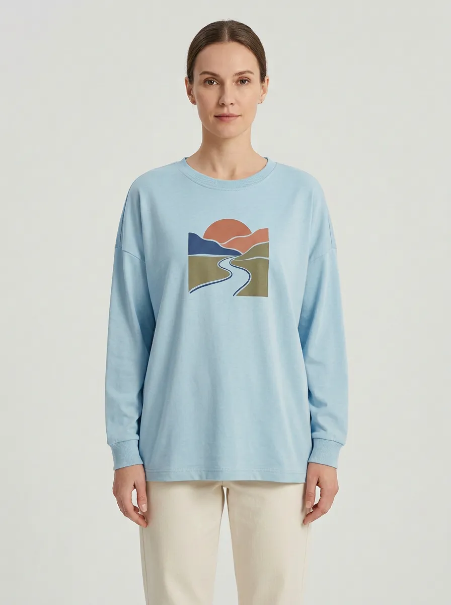 Women's Graphic Print Long-Sleeve Crew-Neck