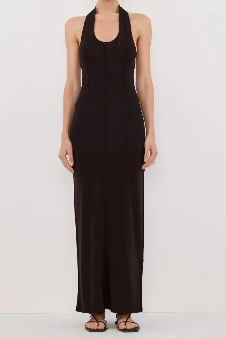 HALTER KNIT MAXI DRESS