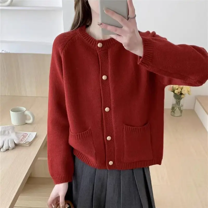 Comfort Loose Round Neck Cardigan Sweater