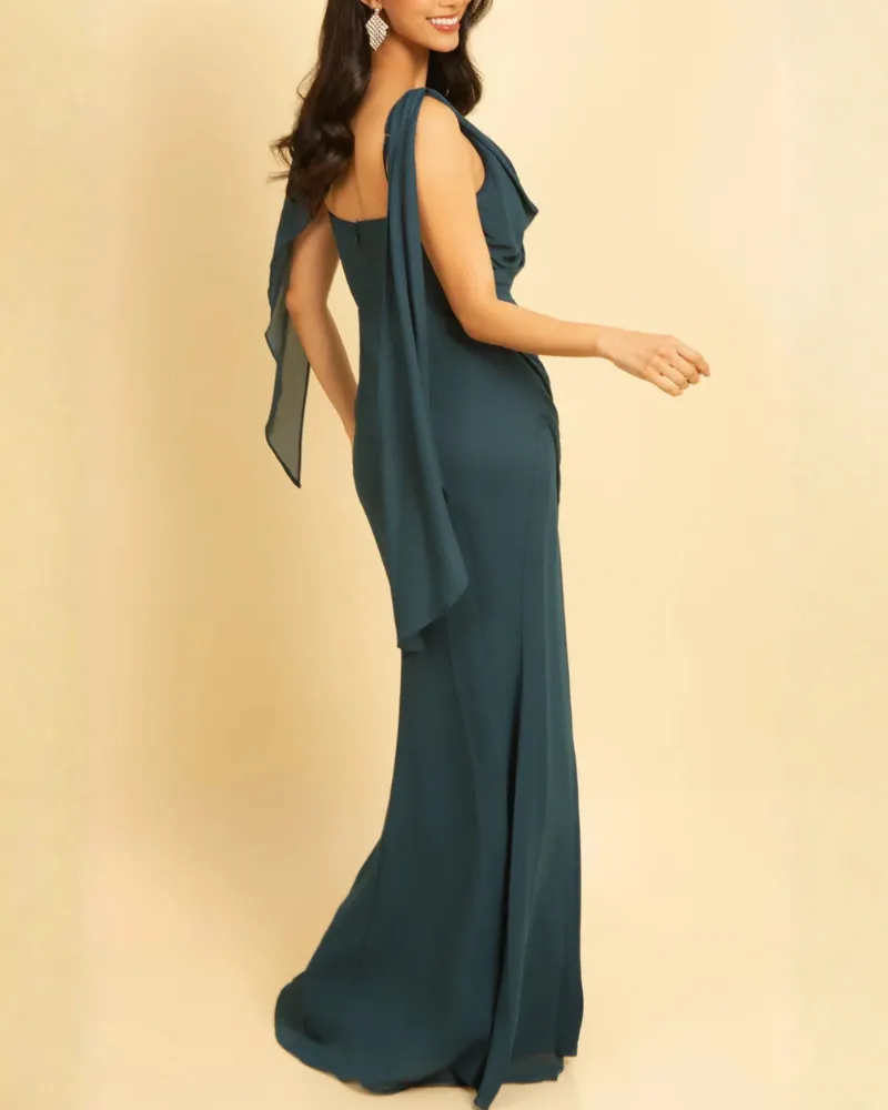 Side Slit Maxi Soft Drape Dress