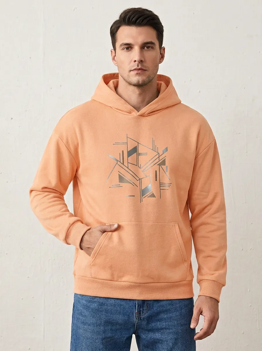 Men's Contemporary Geometric Abstract Art Print Hoodie