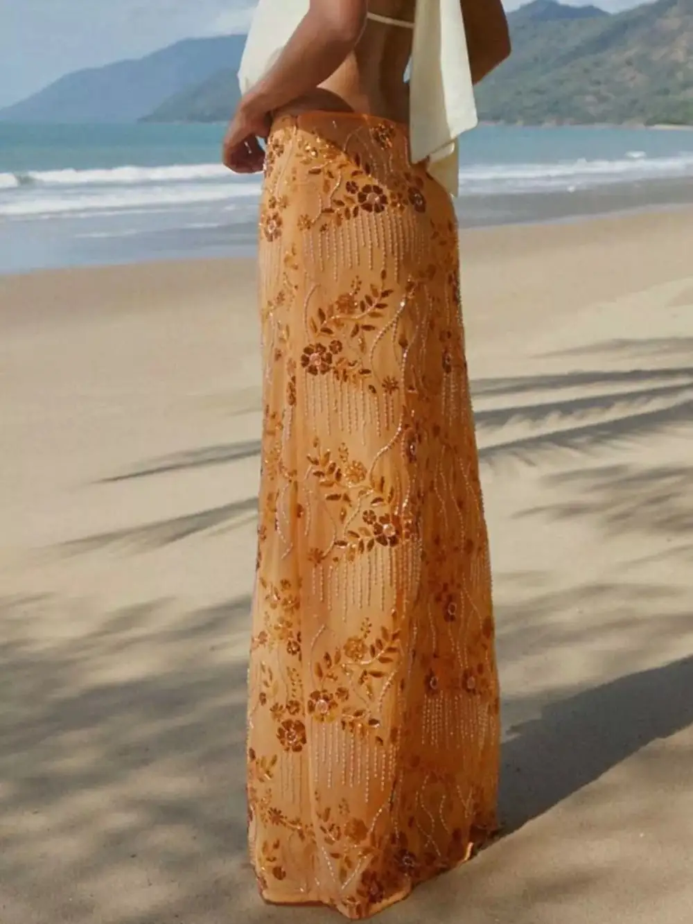 Soft Lace Sequined Skirt