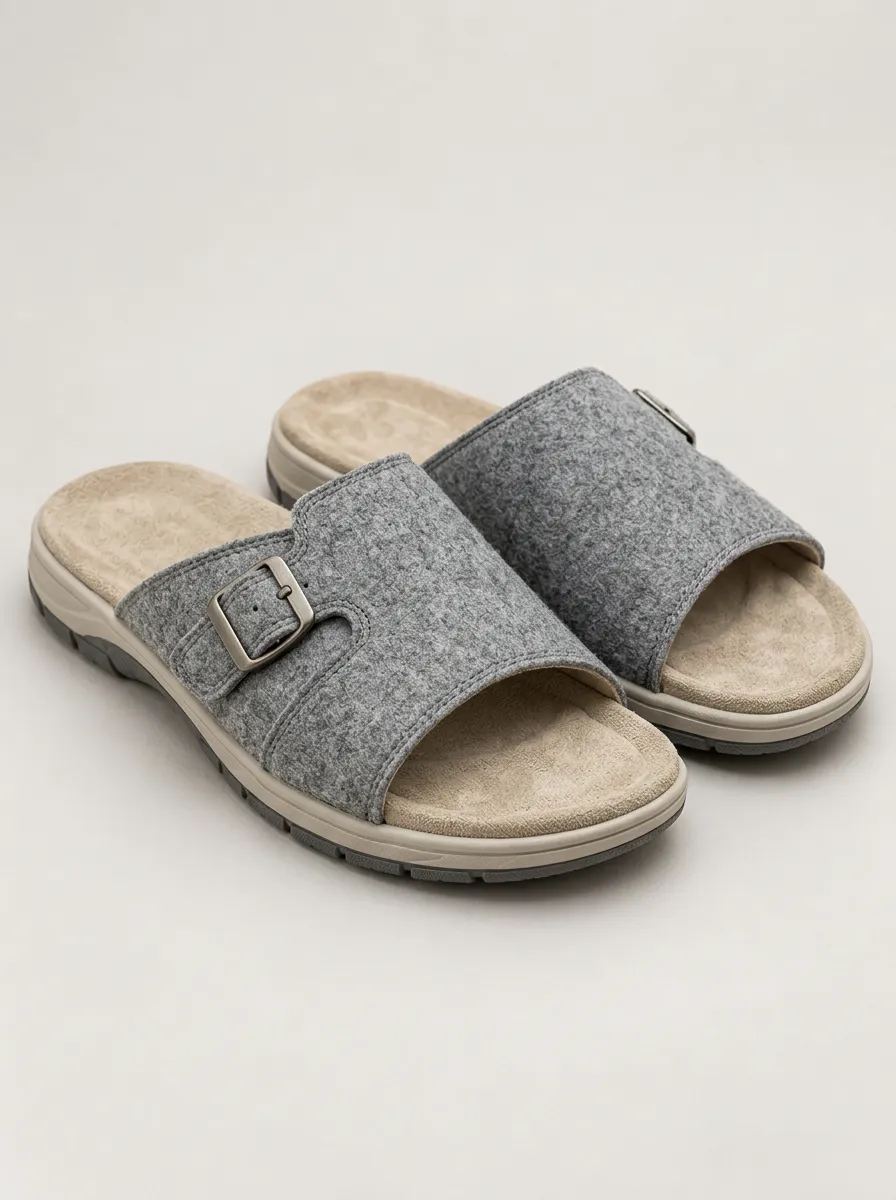 Men's Buckle Graphic Detail Casual Slippers