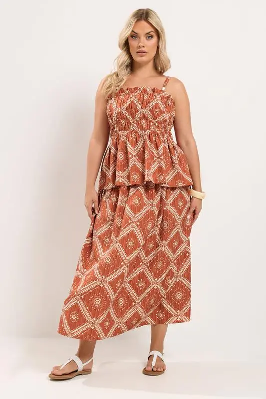 Rust Orange Abstract Vest Top
