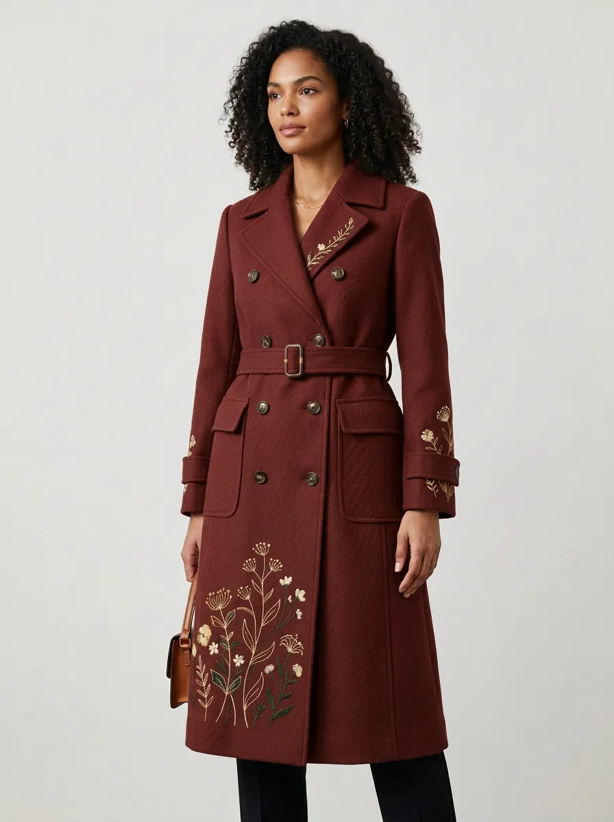 Women's Botanical Floral Embroidered Coat