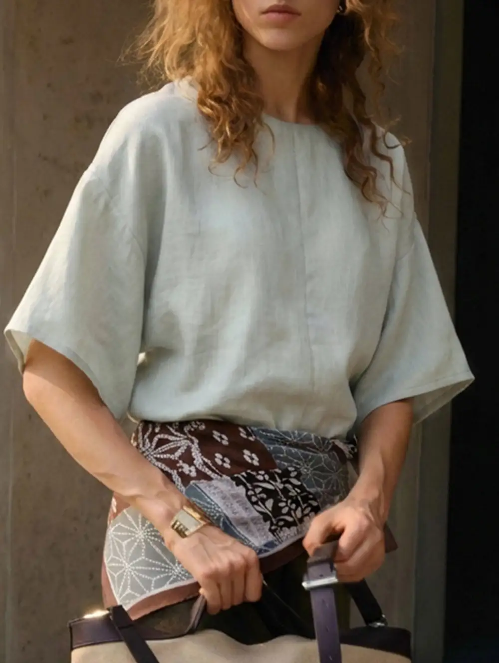 Linen Crew Neck Short Sleeve Tee