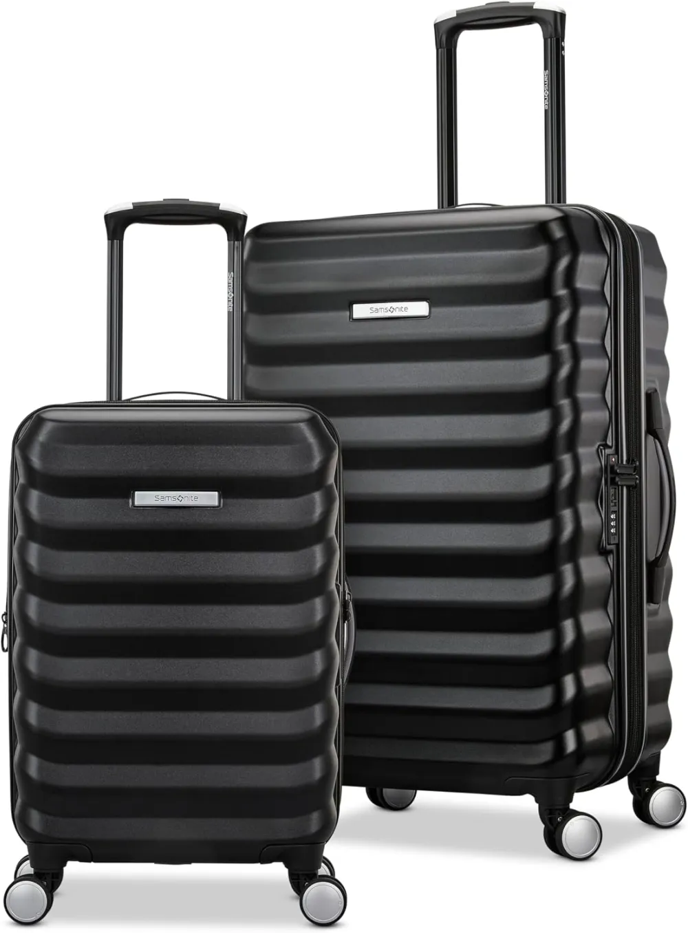 Samsonite Hard-Sided 28-Inch Lightweight Checked Large Expandable Element Suitcase: Durable, 360° Spinner Wheels, Adjustable Telescopic Handle, TSA-Approved Lock - Alpine Black