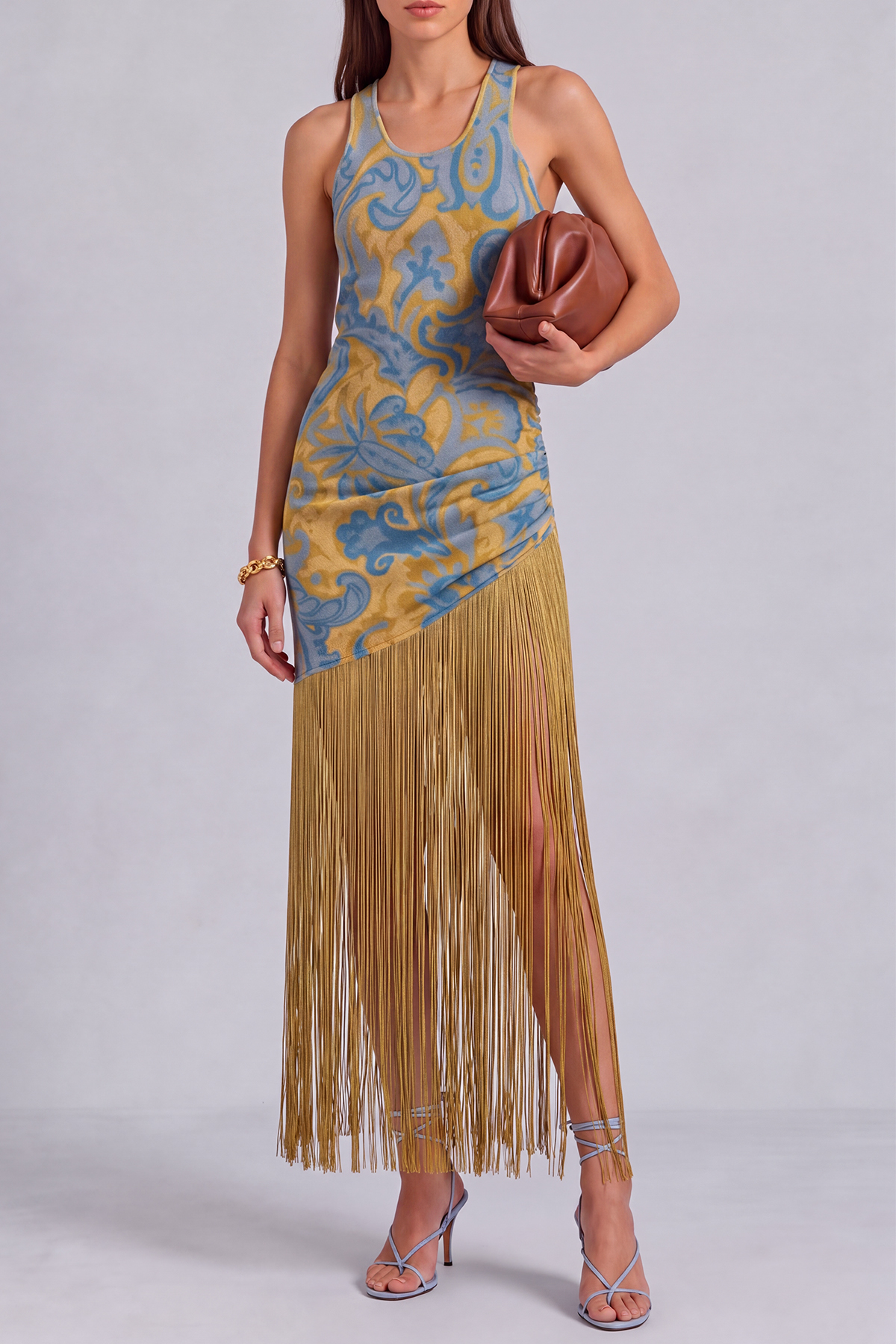 Fringe Printed Midi Dress