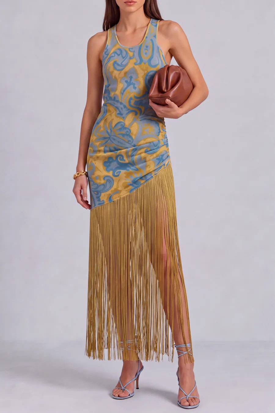 Fringe Printed Midi Dress