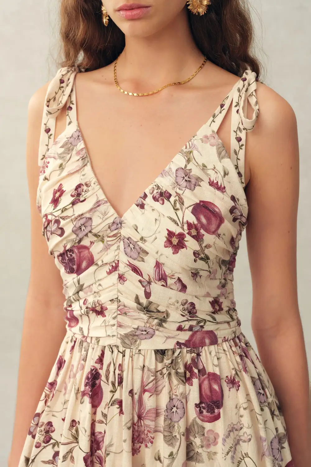 Sleeveless Floral Linen Blend Midi Dress