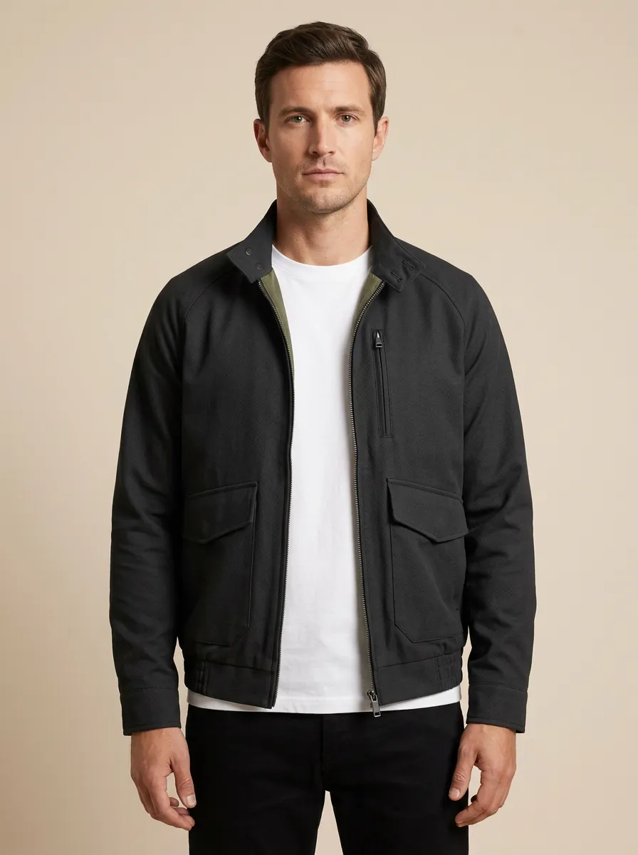 Solid Zip Bomber Jacket