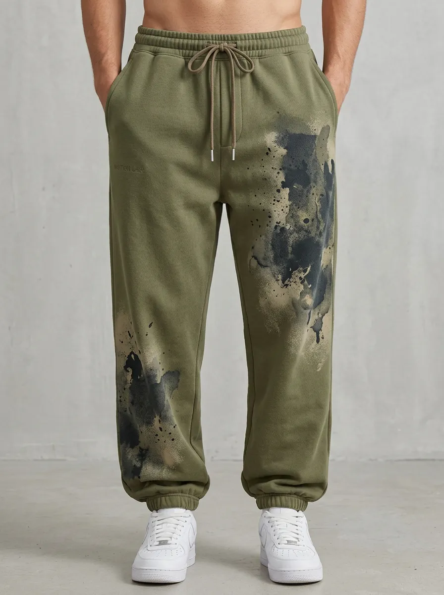 Ink Splatter Graphic Cuffed Joggers