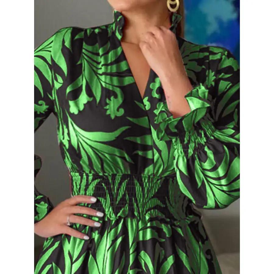 Printed Flounce Sleeve Maxi Dress