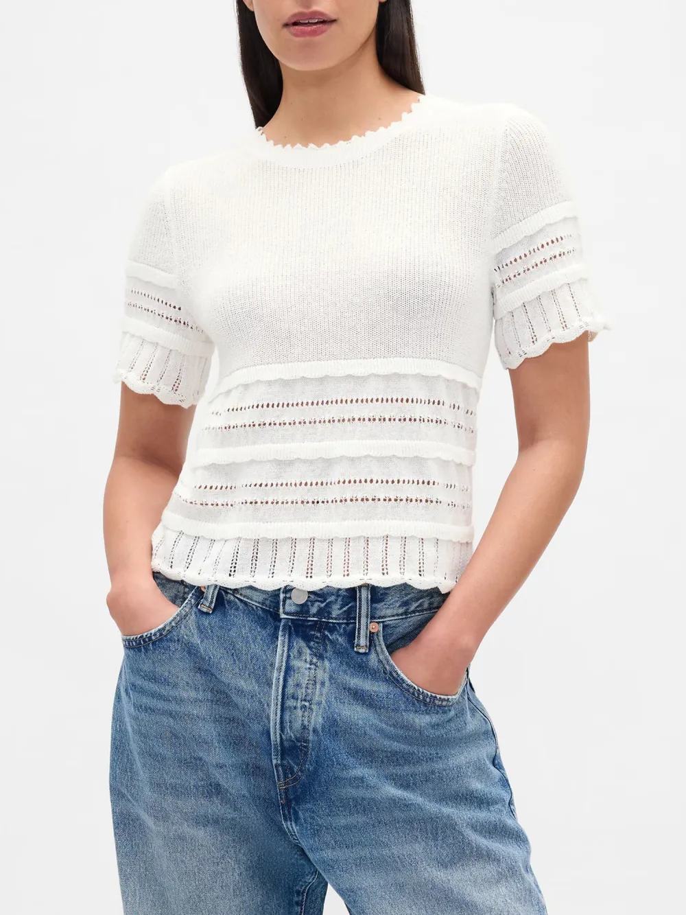 Ribbed Mouth Hollow Sweater
