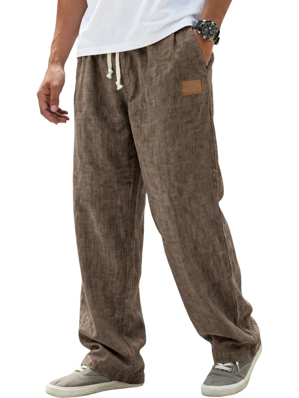 Linen Blend Relaxed Fit Trousers