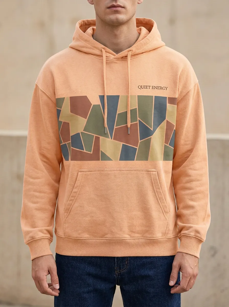 Men's Quiet Energy Geometric Pattern Print Hoodie