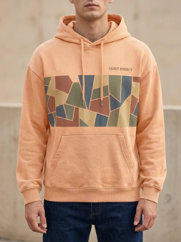 Men's Quiet Energy Geometric Pattern Print Hoodie