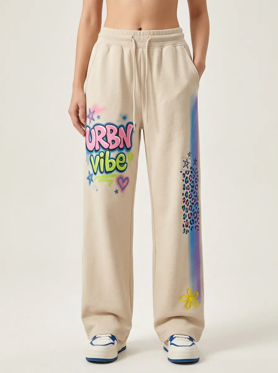 Women's Streetwear Urban Vibe Graffiti Leopard Printed Sweatpants