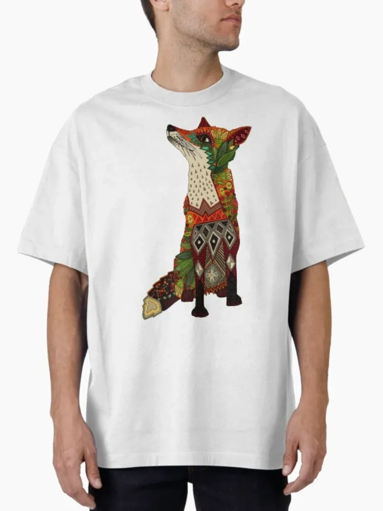 Women's Stylish Artistic Fox Print Crew Neck Short-Sleeve T-Shirt
