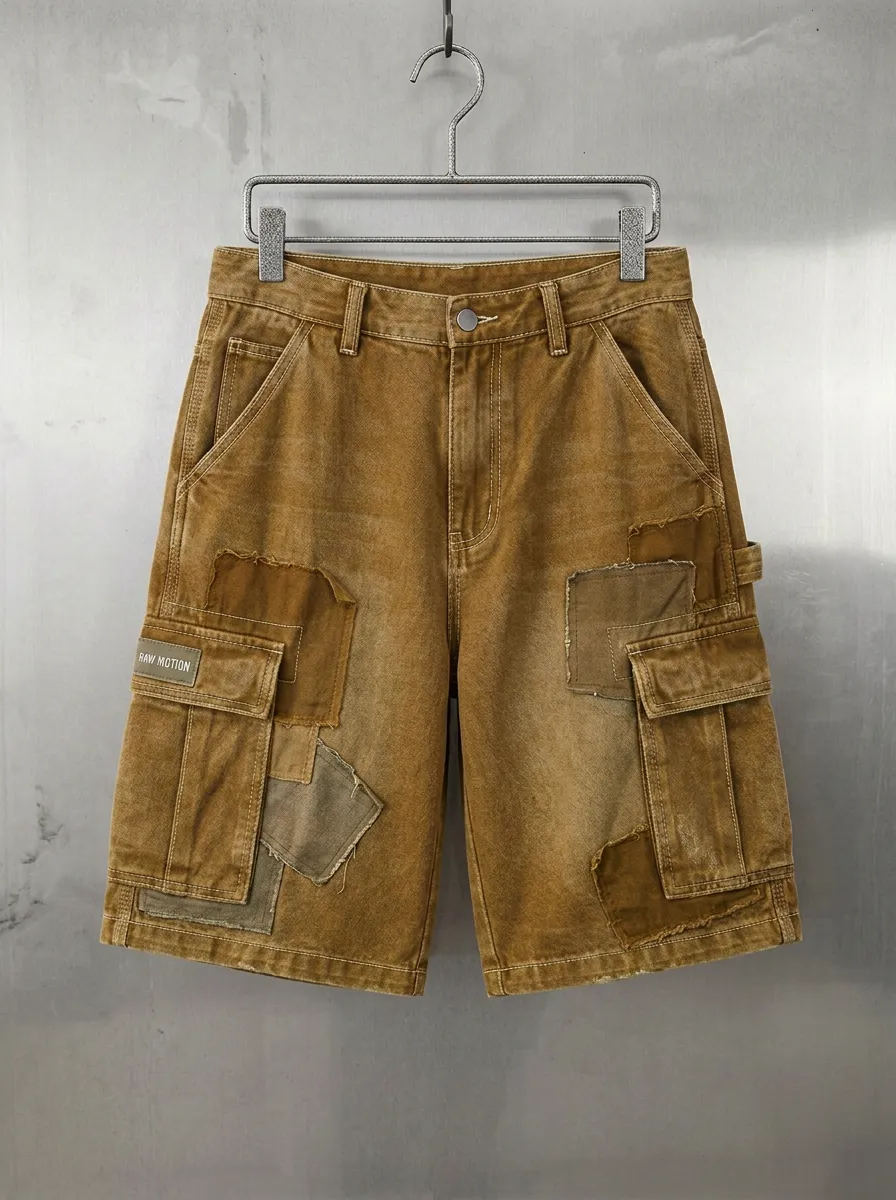 Cargo Washed Patchwork Men's Cargo Shorts