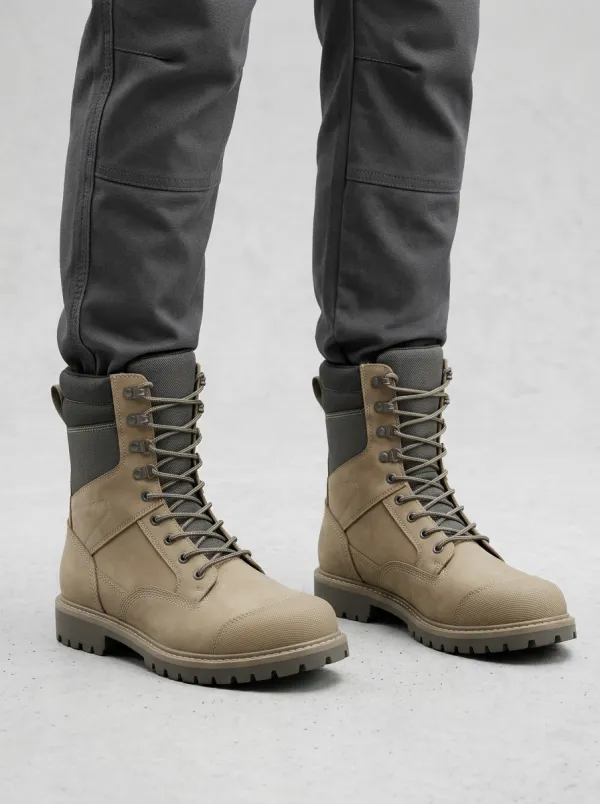 Unisex Tactical Leather Lace-Up Print Work Boots