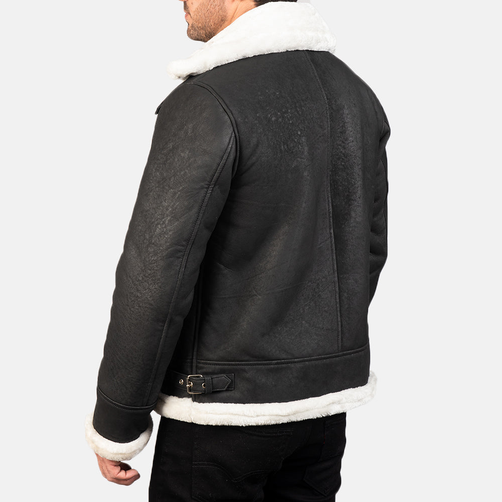 Men's Classic Bomber Leather Distressed Jacket