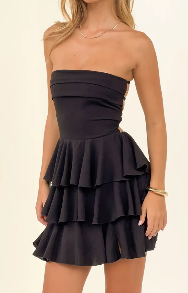 Chiffon Corset Strapless Mini Dress