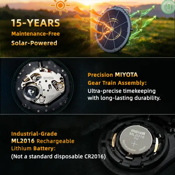 North Edge Titanium Lightweight Solar Dive Watch TRITON-TI- Never needs a battery replacement
