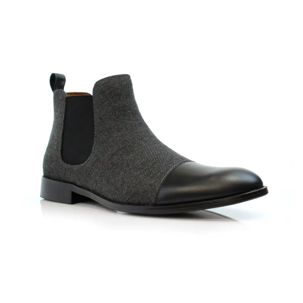 Faux-Leather Two-Tone Slip-On Chelsea Boots