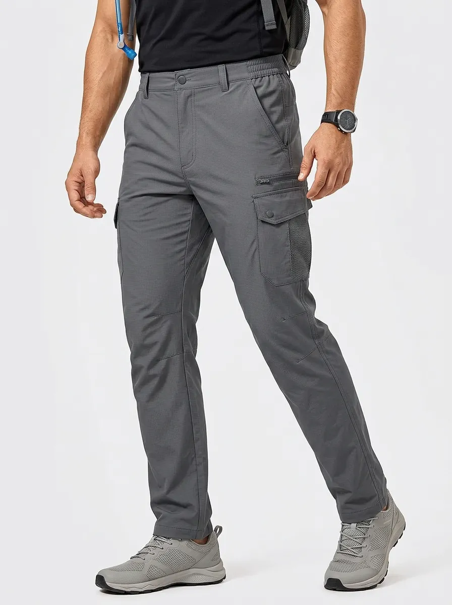Men's Multi-Pocket Quick-Dry Trail Mesh-Detail Cargo Pants