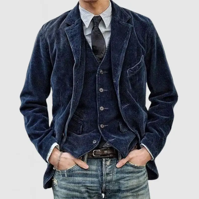 Corduroy Open Collar Jacket