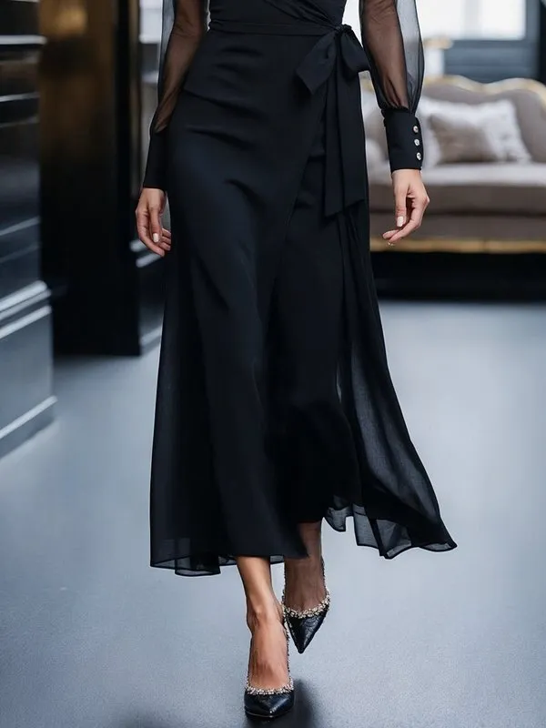 Loose Pleated Buttoned Long Maxi Dress