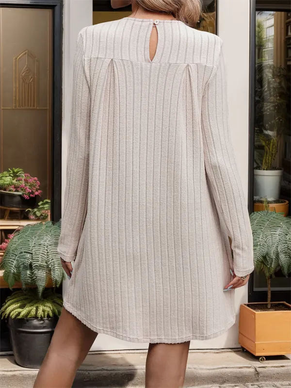 Trim Round Neck Collared Detail Dress