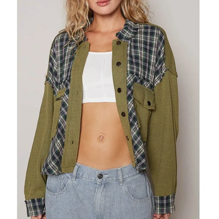 Plaid Button Down Shirt with Chest Pockets