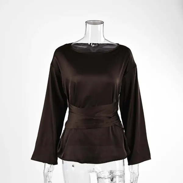 Tie-Back Satin Blouse