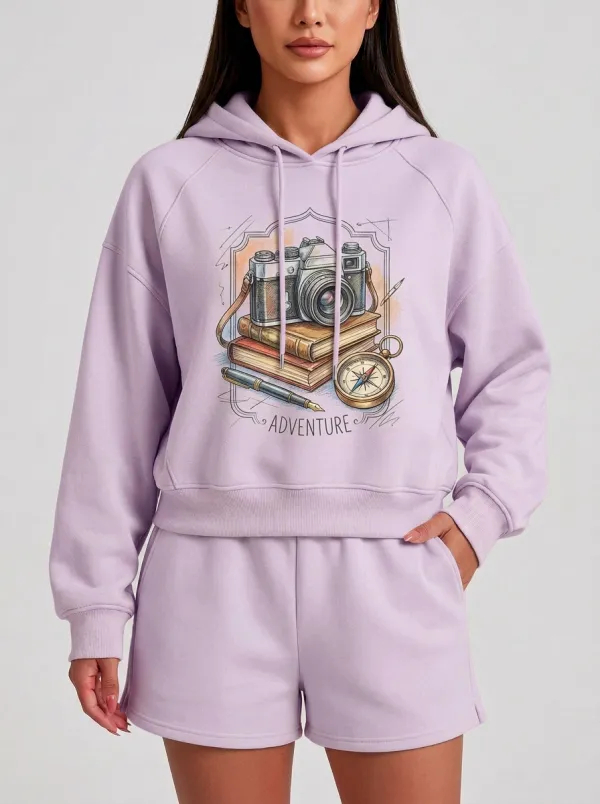 Women's Travel Photography Adventure Camera Books Graphic Hoodie