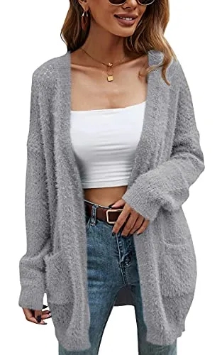 Womens Cardigan Color Block Striped Draped Kimono Cardigans Long Sleeve Open Front Casual Knit Sweaters Coat Outwear