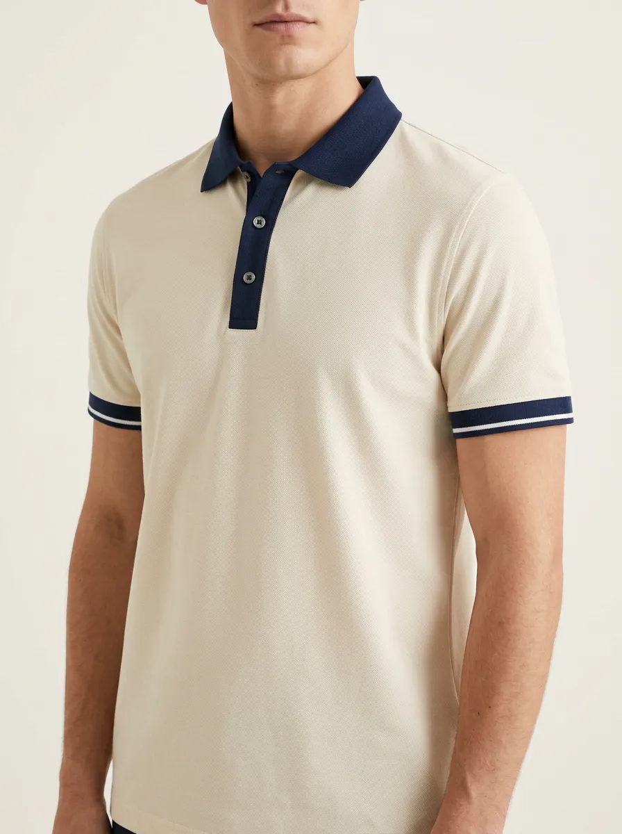 Men's Classic Weekend Contrast Trim Printed Polo Shirt