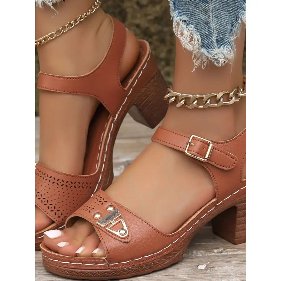 Peep Toe Block Heel Sandals