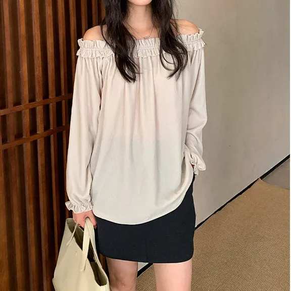 Modern Oversized Collarless Long Sleeve Shirt