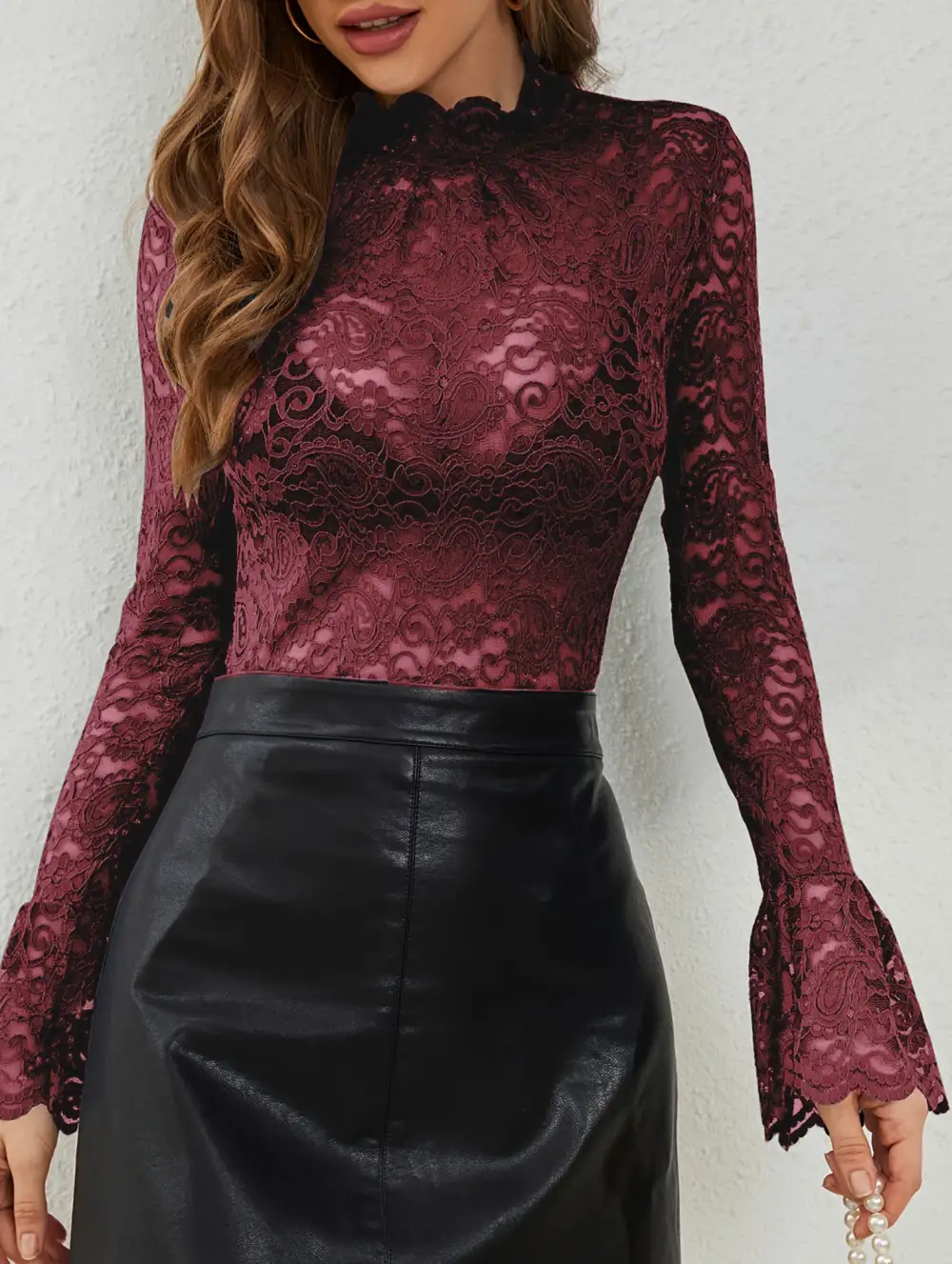 Paisley Lace Flare Sleeve Top