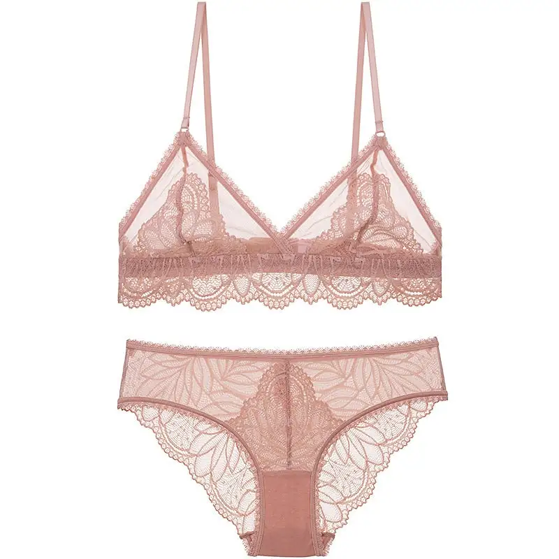Ruffle Floral Lace Lingerie Set