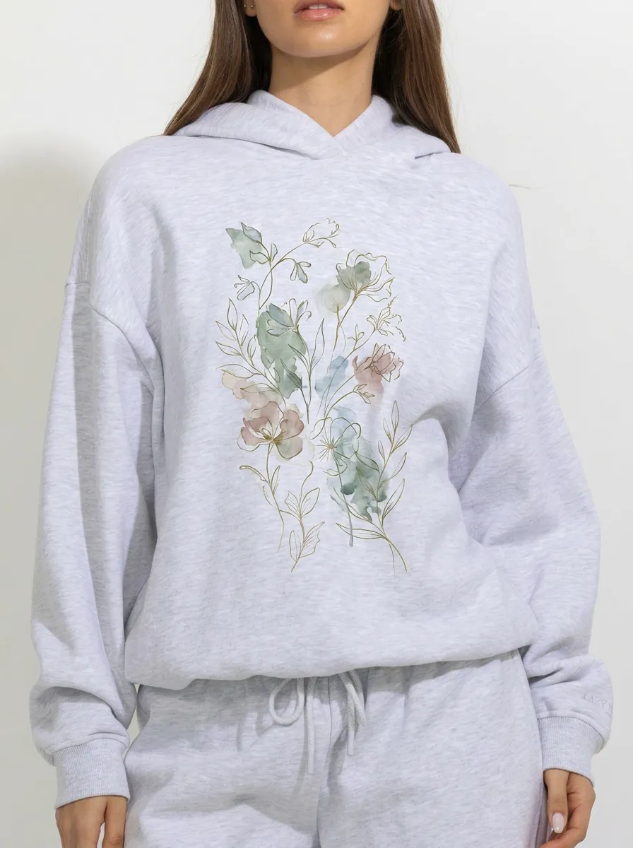Women's Botanical Nature Lover Watercolor Floral Printed Hoodie