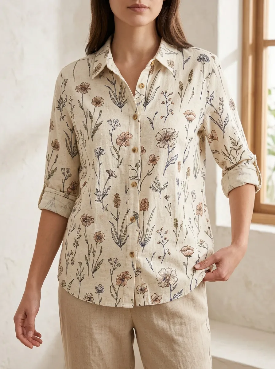 Women's Woodland Botanical Nature Lover Wildflower Shirt