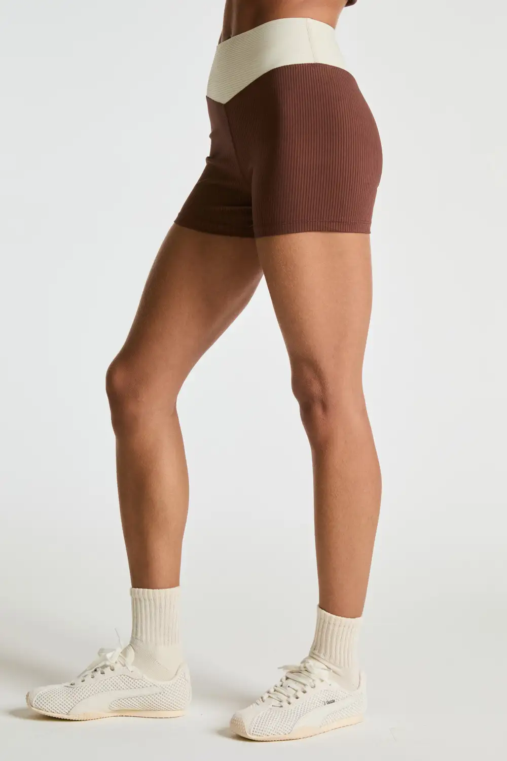 Two-Tone Ribbed Yoga Shorts